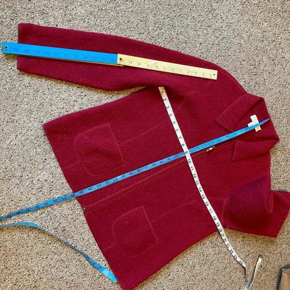 Appleseed’s Grannycore Wool Full Zip Red Cardigan Jacket Women's PM Pockets - Picture 3 of 6